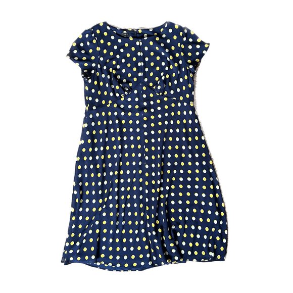 NEW Talbots Flutter Sleeve Polka Dot Fit Flare Dress Chiffon Navy size 14 W - Picture 3 of 6